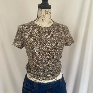 American Eagle Outfitters Leopard Print Short Sleeve Tee - Brown & Black